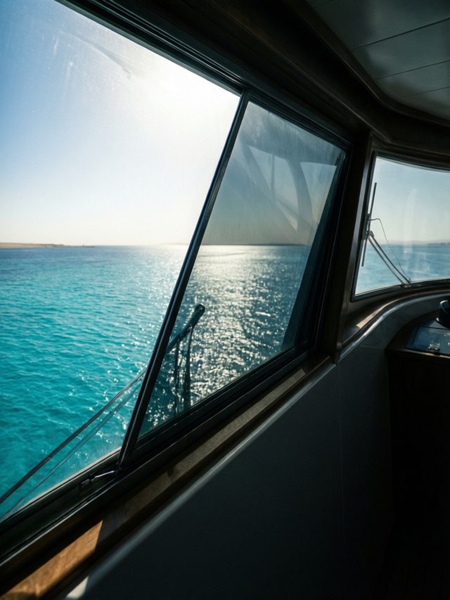 Tinted cabin glass on a yacht